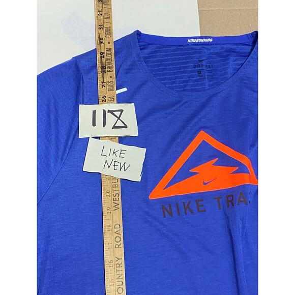 Nike Rise 365 Trail Running Shirt Size 2XL Blue DJ0600-430 Lightweight - Picture 4 of 9